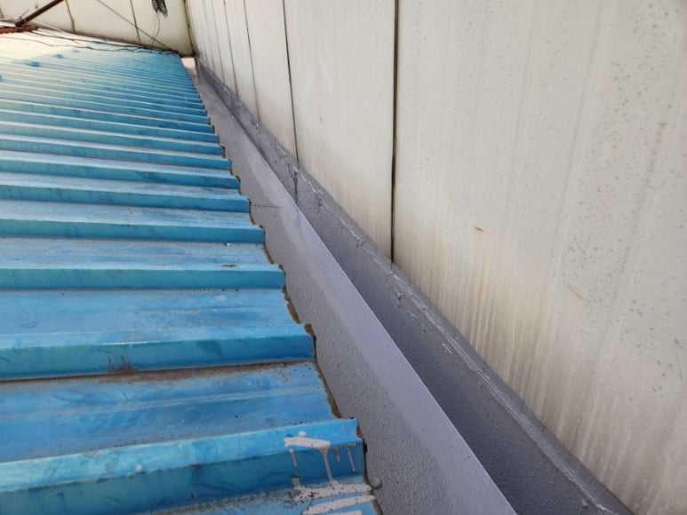 구미 상가 판넬 옥상 배수로(물받이) 방수공사